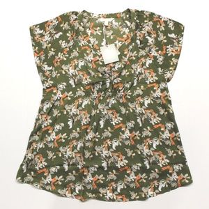 Maternity a:glow Satin Top - Green Print - S